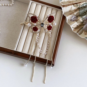 Versatile frangia farfalla mollette per capelli da donna di lusso con fiori di rosa alla moda coreana eleganti accessori per capelli per ragazze