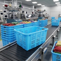 Caisse en plastique empilable à mailles épaisses et haute résistance pour vêtements, chapeaux, ateliers d'usine, extra-large, 1 mètre, poignées métalliques