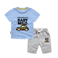 Livraison directe 100% coton Vêtements pour enfants en option couleur mélangée accepter t-shirt et ensembles de vêtements courts pour bébé étiquettes de balançoire gratuites