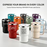Kingze Tasses à café en acier inoxydable de 400ml gravées sur mesure Tasses à gobelets étanches avec poignée