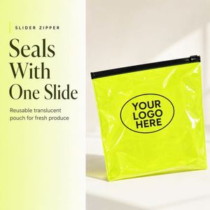 Custom Fluorescent Slider Zipper Bag Translucent PVC Pouch Reusable Food Grade Produce Storage Packaging - Product Image 2