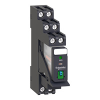 RXG22BDPV interface relay, 24V coil, DPDT contacts, DIN rail mounting, Harmony Relay RXG series
