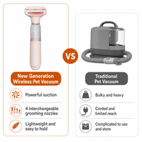 Kit de toilettage pour animaux de compagnie professionnel simple 4-en-1, aspirateur, séchoir à poils pour chien, batterie 2500 mAh, faible bruit, portable, double usage pour le nettoyage et la mue