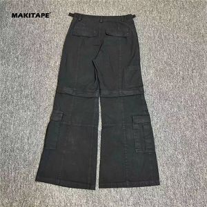 Pantalon cargo évasé démontable à fermeture éclair en nylon délavé vintage TS021 Ribstop pour hommes - Product Image 3