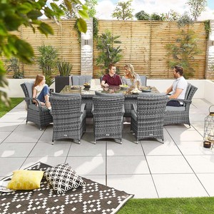 Hiện Đại 8 Chỗ Ngồi Ăn Bộ Cho Mùa Hè Gió Patio Tiệc Hình Bầu Dục Bảng Và Poly Mây Cho Nhà Hoặc Khách Sạn Đồ Nội Thất Sofa Vườn - Product Image 2