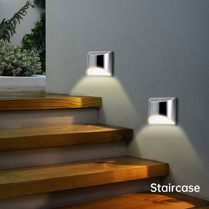 New Upgraded waterproof garden solar powered fence lights outdoor deck light led steps lights stair solar lamp