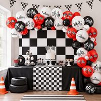 60 Ballons de Course 12 Pouces Rouge Noir Blanc Drapeau à Carreaux en Latex pour Anniversaire Garçon Fille Décoration Rapide Fête Thème Transport