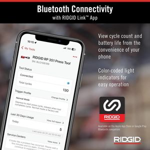 เครื่องมืออัดท่อ Ridgid Rp 351 ProPress Standard Press Tool 18 โวลต์ สำหรับงานอุตสาหกรรม ใช้สำหรับการจีบ ขัน และเชื่อมต่อท่อในงานก่อสร้างท่อ - Product Image 6