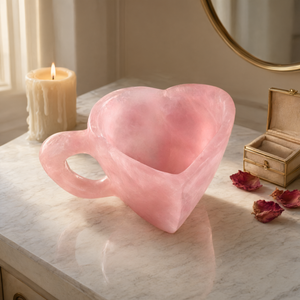 Taza en Forma de Corazón de Cuarzo Rosa: Símbolo de Amor, Serenidad y Decoración Elegante para el Hogar - Product Image 3