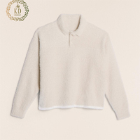 Pull en maille pour homme KD Knitwear Manufacturer, à manches longues, en mohair brossé et fausse fourrure, avec poignets côtelés personnalisés et ourlet contrastant, effet duveteux