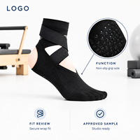 Chaussettes de danse et de Pilates Studio Grip, noires, à semelle intégrale, à talon ouvert, avec manchette enveloppante inspirée du ballet, ajustement parfait, pour la barre, lavables, avec gradation de taille
