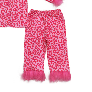 ชุดเสื้อผ้าพิมพ์ลายเสือดาวสีชมพูสำหรับเด็กผู้หญิงชุดเสื้อผ้าชุดนอนแขนยาวสำหรับเด็กวัยหัดเดิน - Product Image 3