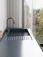 Évier de balcon intégré en céramique étanche IPX7 en acier inoxydable 304 moderne avec robinet, personnalisable