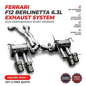 Vortex Stainless Steel Valvetronic Performance Pipeline for Ferrari F12 V12 Featuring Vacuum Flaps Four Chrome Nozzles Mod - Product Image 1