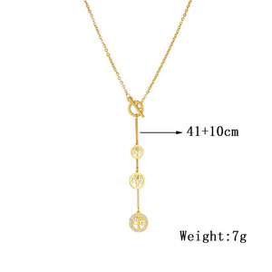 Tree Of Life Pendant Necklace Gold Plated Stainless Steel Tassel Chain For Gift - Product Image 4