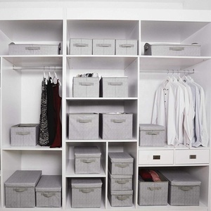 Lưu Trữ Organizer Thùng, Có Thể Gập Lại Closet Tổ Chức Lưu Trữ Hình Thang Hộp, Màu Xám - Product Image 6