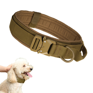 Pelindung Plus gesper logam tugas berat dapat diatur kerah nilon dengan pegangan kontrol taktis kerah anjing perlengkapan berburu lainnya - Product Image 1