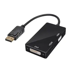 Adaptor DVI MI VGA DisplayPort Mini 3 In 1, Konverter Kabel Video DP Mini untuk MacBook Pro Air DisplayPort Mini