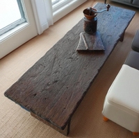 Rustikaler Eichen Table basse solide du fabricant direct Design carré antique moderne pour bureau à domicile salle à manger meubles d'hôtel