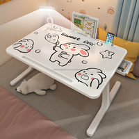 Table de lit portable en MDF réglable en hauteur, table d'appoint pour ordinateur portable, table paresseuse pour baie vitrée, pliable, de type panneau, rétractable
