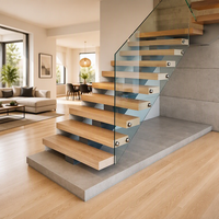 Escalier pliant droit de luxe en bois moderne pour hôtel, villa, résidence, design personnalisé, flottant, commercial