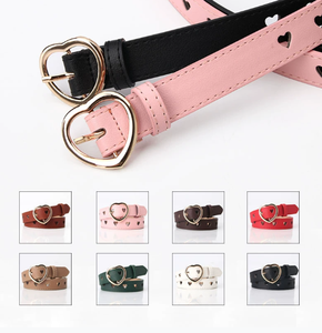 Cinturones de cuero de mujer de moda de estilo informal de alta calidad al por mayor de fábrica con cubo de corazón cinturón de diseñador hueco Simple para niña - Product Image 1