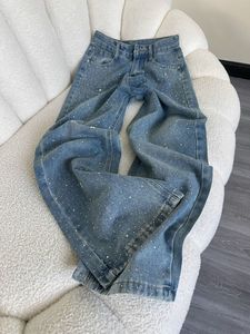 Jean en strass pour femme, style industriel, nouvelle collection été, coupe ample, jambe droite, pantalon large, tendance - Product Image 6