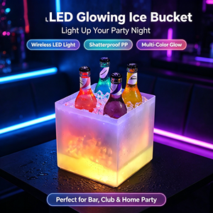 Cubo de hielo LED personalizado para discoteca, profesional, de doble pared, cuadrado, RGB LED, de plástico, para champán, vodka y vino. - Product Image 5