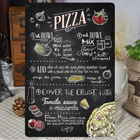 PIZZA Vintage Metallschild Pub Bar Restaurant Wanddekoration Blechschild HAMBURGER Wandplakette Essensschild Individuelles Schwarzes Metallschild