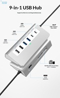 Intpw P9 PRO 10Gbps 11-en-1 Tipo C para 4K 60Hz PD 100W 2 Tipo-A 2.0 SD/TF Aluminio iPhone 16/15 MacBook en Stock