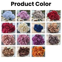 Hydrangeas artificiels en tissu de soie de haute qualité, 5 têtes, bleus, pour décoration de mariage
