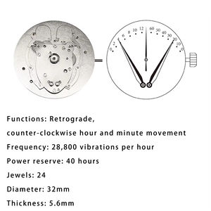 Mouvement de montre Miyota 9015 sw200 personnalisable, mécanisme FlyBack, modèles de mouvement mécanique automatique rétrograde, fabricant - Product Image 2