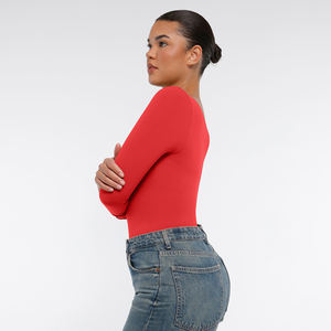 Heißer Verkauf Damen-Body mit V-Ausschnitt, Bruststütze, Tanga, Po-Lifting und Langen Ärmeln aus Spandex für den Alltag - Product Image 5