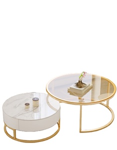 <span class=keywords><strong>Table</strong></span> basse de salon, style moderne et luxueux, simple, petite, familiale, plateau rond en pierre, combinaison de <span class=keywords><strong>table</strong></span> basse - Product Image 6