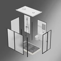 Salle de douche complète Salle de bain portable de luxe Salle de bain intégrée Pod Salle de bain préfabriquée Bluetooth Salle de douche tout en un