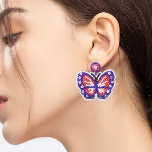 Trending Jewelry Multi Colour Butterfly Handmade Crocheted Seed Bead Earrings For Women Earring