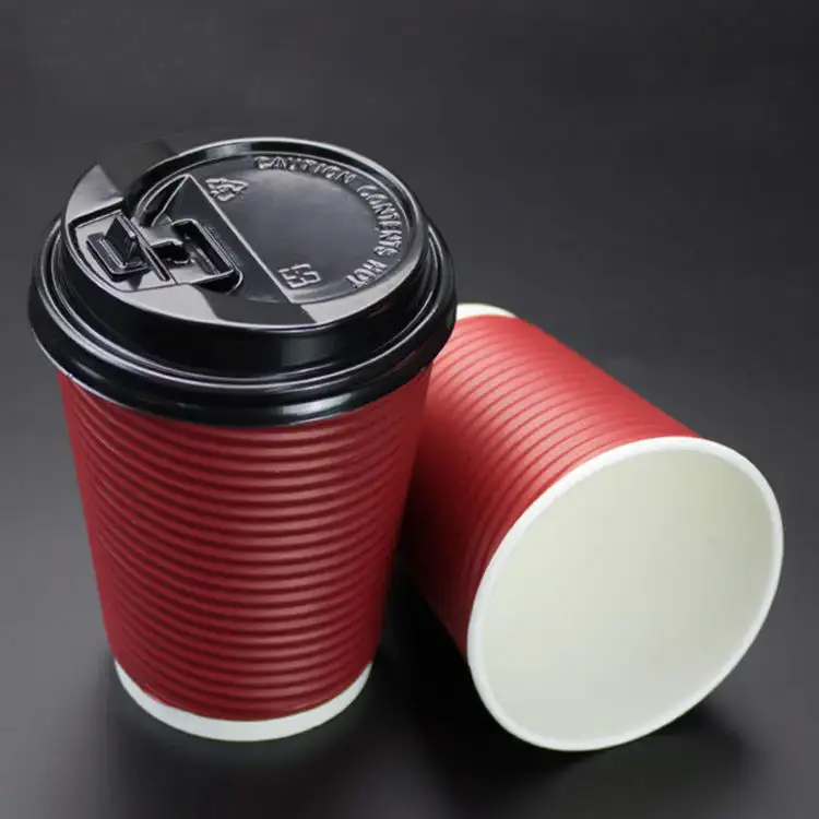 Großhandel biologisch abbaubarer Kaffeebecher individuell bedrucktes Design einweg 12-Unzen-Papier-Tasse