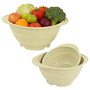 Panier égouttoir <span class=keywords><strong>pliable</strong></span> en silicone pour cuisine, <span class=keywords><strong>passoire</strong></span> <span class=keywords><strong>pliable</strong></span> avec structure en acier inoxydable 304 pour le lavage des fruits et légumes - Product Image 1