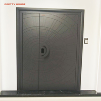 Puerta Pivotante Frontal de Madera Sólida y Aleación de Aluminio Moderna Personalizada con Diseño Insonorizado y de Seguridad para Hoteles y Dormitorios