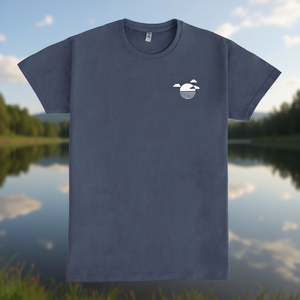 Reflection By Ninhol T-Shirt Navy Blue Minimalist Sun <b>Cloud</b> Design Unisex Casual Wear - Product Image 3