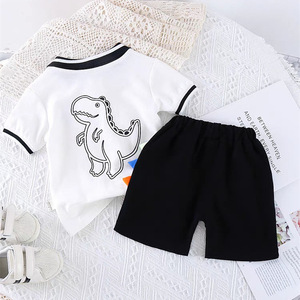 1-5 años moda europea y americana POLO solapa niño traje manga corta niños ropa - Product Image 4