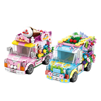 Ville sortie Bus boutique en gros mignon enfants Micro crème glacée voiture camion fleur magasin voiture magasin Architecture briques blocs de construction