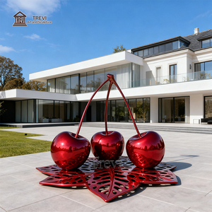 Scultura TREVI Moderna in Acciaio Inox a Forma <span class=keywords><strong>di</strong></span> Grande Ciliegia Rossa, Scultura Astratta in Metallo a Forma <span class=keywords><strong>di</strong></span> Frutta, Arte Pop per Giardino - Product Image 2