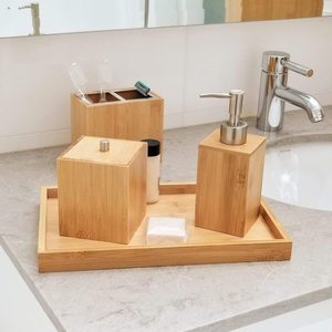 Produits en bois de bambou Ensemble d'accessoires de luxe essentiels pour la salle de bain - Product Image 2