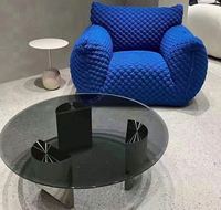 Table basse ronde en verre trempé et acier inoxydable