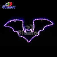 Décoration de Pâques extérieure 2D 3D Glamour : Citrouille, Sorcière, Vampire, Lune – Motif lumineux LED multicolore vif, 10 000 heures d'autonomie