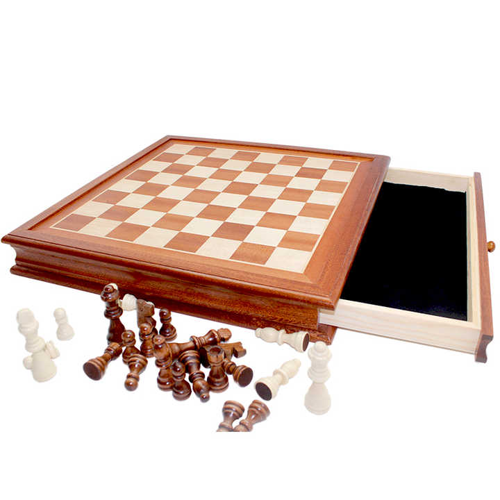 Schach Schachspiel Hölzerne Schachbox Schachbrett Schach-Stück  Aufbewahrungsbox Mit Schublade 16 Slot Eingebautes Speicherfach Für  Schach-Set-Spiel