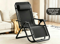 Fauteuil inclinable portable multi-positions en acier inoxydable avec repose-pieds épaissi, chaise lune réglable en tissu Oxford pour la plage et l'extérieur