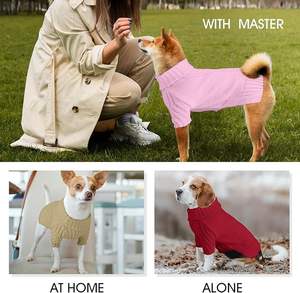 Sweter Turtleneck hijau tua baju hewan peliharaan rajut kabel hangat untuk pakaian anjing bergaya keturunan kecil - Product Image 5