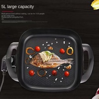 Casserole électrique multifonctionnelle pour la maison, sans fumée, antiadhésive, personnalisable rapidement, en fonte, 5-6L